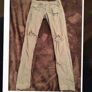 H&M ripped army green jeans size 29